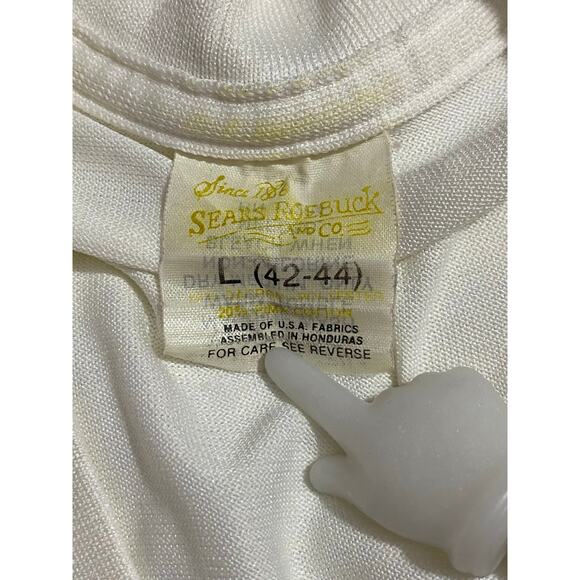 Vintage Sears Roebuck & Co. White V-Neck T-Shirts Bundle of 2 Men’s Size Large - Picture 3 of 12